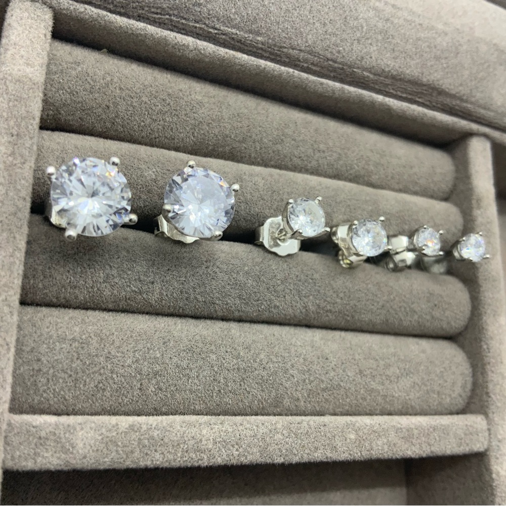 (3) Sets Sterling Silver Cubic Zirconia Earrings